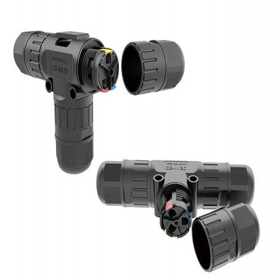 Connettore dati impermeabile in nylon PA66 con grado di protezione IP68 e corrente massima di 40A per applicazioni esterne