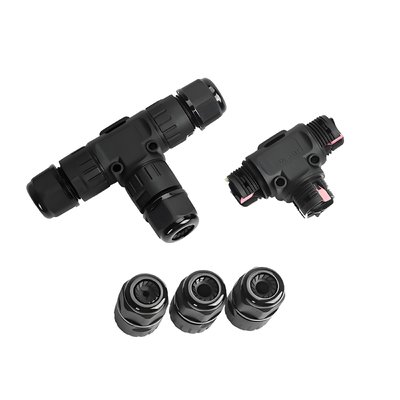 Connettore Circolare Impermeabile 3Pin Tipo T 1Ingresso2Uscite Cablaggio Rapido per Apparecchiature Industriali